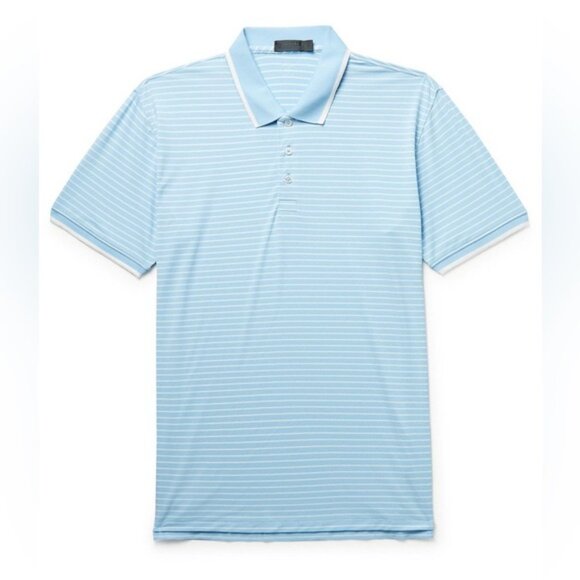 NWT G/FORE Polo Shirt Light Blue‎ White Stripe BAJA G4MS21K104 Size LARGE - Picture 1 of 12
